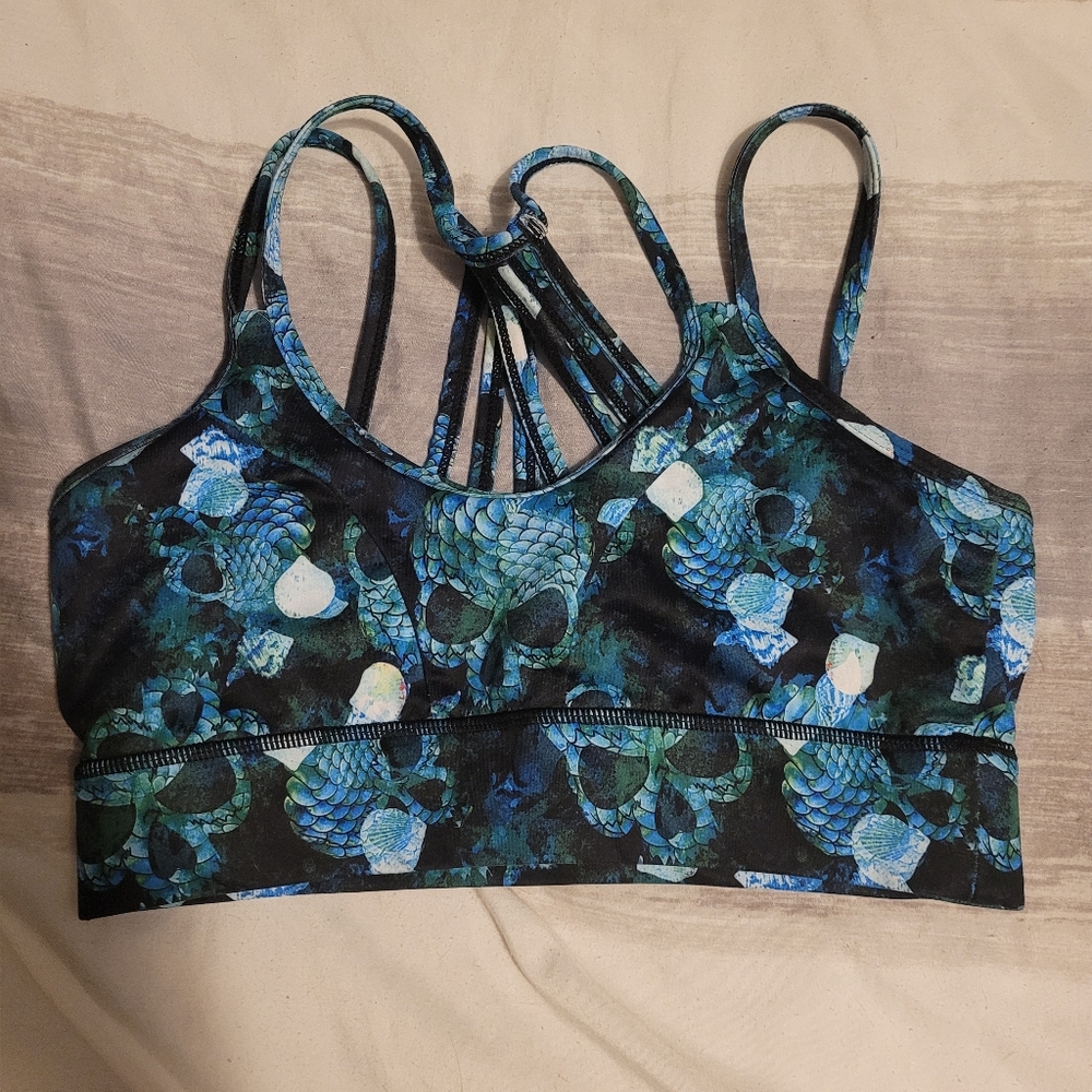OG CVG Constantly Varied Gear Strappy Sports Bra Sz Small Mermaid Skulls